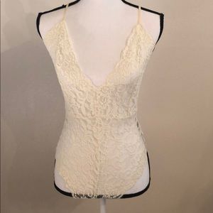 Cream lace body suit